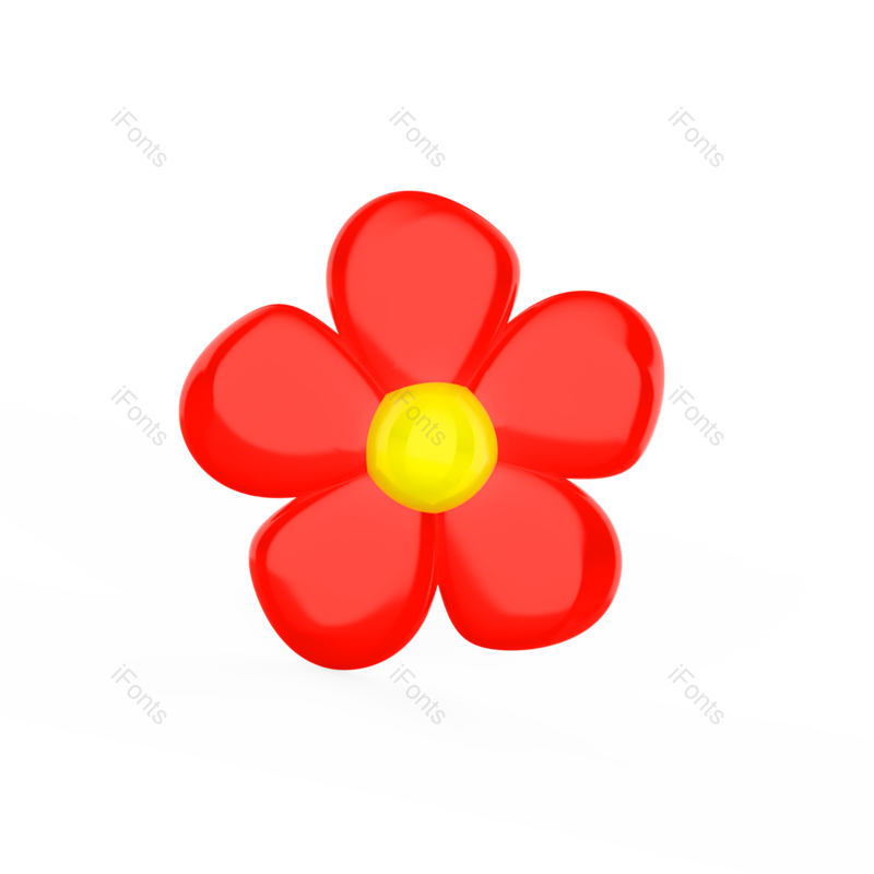 微立体图片,小花元素,红花PNG,免抠素材